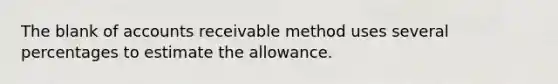 The blank of accounts receivable method uses several percentages to estimate the allowance.