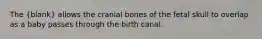 The (blank) allows the cranial bones of the fetal skull to overlap as a baby passes through the birth canal.