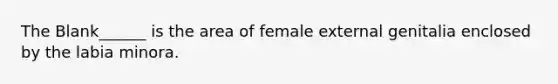 The Blank______ is the area of female external genitalia enclosed by the labia minora.