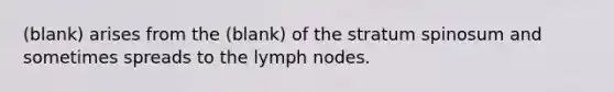 (blank) arises from the (blank) of the stratum spinosum and sometimes spreads to the lymph nodes.