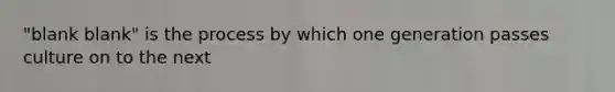 "blank blank" is the process by which one generation passes culture on to the next