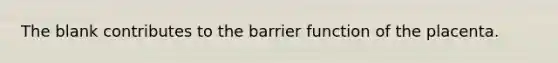 The blank contributes to the barrier function of the placenta.