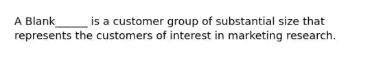 A Blank______ is a customer group of substantial size that represents the customers of interest in marketing research.