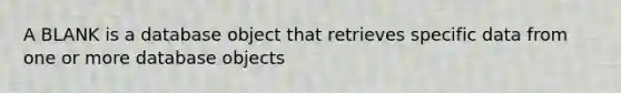 A BLANK is a database object that retrieves specific data from one or more database objects