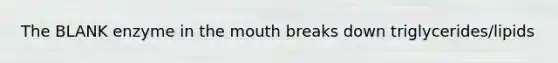 The BLANK enzyme in the mouth breaks down triglycerides/lipids