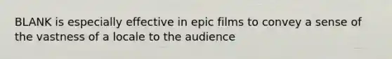 BLANK is especially effective in epic films to convey a sense of the vastness of a locale to the audience