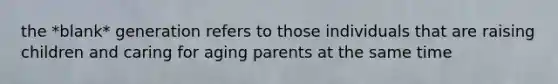 the *blank* generation refers to those individuals that are raising children and caring for aging parents at the same time