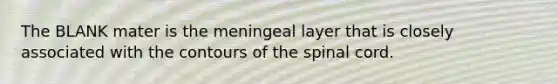 The BLANK mater is the meningeal layer that is closely associated with the contours of the spinal cord.