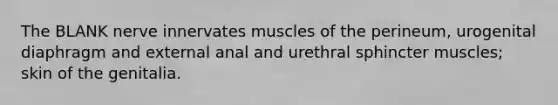 The BLANK nerve innervates muscles of the perineum, urogenital diaphragm and external anal and urethral sphincter muscles; skin of the genitalia.