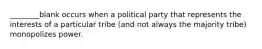 ________blank occurs when a political party that represents the interests of a particular tribe (and not always the majority tribe) monopolizes power.