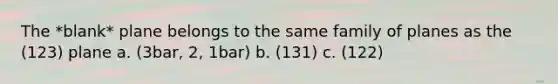 The *blank* plane belongs to the same family of planes as the (123) plane a. (3bar, 2, 1bar) b. (131) c. (122)