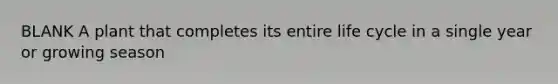 BLANK A plant that completes its entire life cycle in a single year or growing season