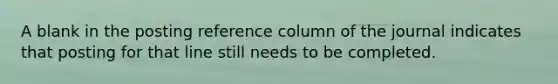 A blank in the posting reference column of the journal indicates that posting for that line still needs to be completed.