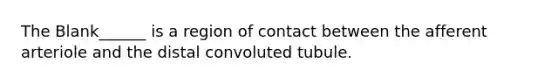 The Blank______ is a region of contact between the afferent arteriole and the distal convoluted tubule.