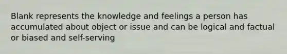 Blank represents the knowledge and feelings a person has accumulated about object or issue and can be logical and factual or biased and self-serving