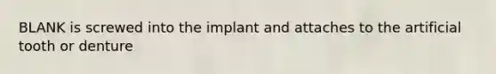 BLANK is screwed into the implant and attaches to the artificial tooth or denture