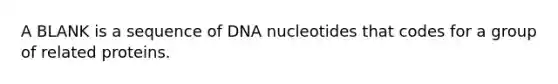 A BLANK is a sequence of DNA nucleotides that codes for a group of related proteins.