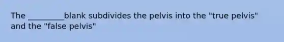 The _________blank subdivides the pelvis into the "true pelvis" and the "false pelvis"