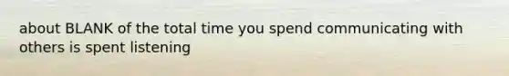 about BLANK of the total time you spend communicating with others is spent listening