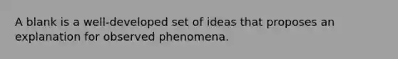 A blank is a well-developed set of ideas that proposes an explanation for observed phenomena.