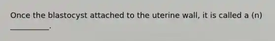 Once the blastocyst attached to the uterine wall, it is called a (n) __________.