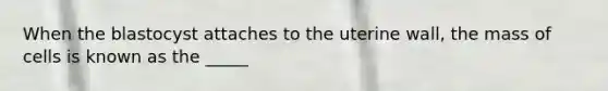 When the blastocyst attaches to the uterine wall, the mass of cells is known as the _____