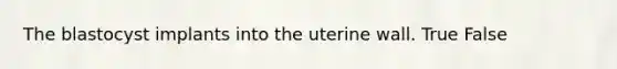 The blastocyst implants into the uterine wall. True False