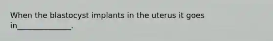 When the blastocyst implants in the uterus it goes in______________.