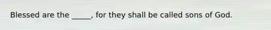 Blessed are the _____, for they shall be called sons of God.