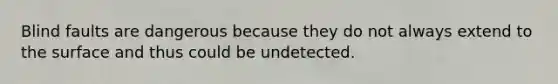 Blind faults are dangerous because they do not always extend to the surface and thus could be undetected.