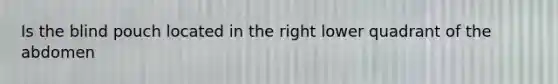 Is the blind pouch located in the right lower quadrant of the abdomen