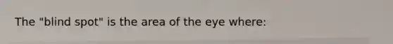 The "blind spot" is the area of the eye where: