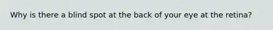 Why is there a blind spot at the back of your eye at the retina?