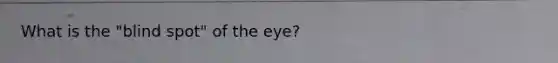 What is the "blind spot" of the eye?