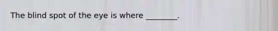 The blind spot of the eye is where ________.
