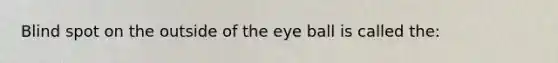 Blind spot on the outside of the eye ball is called the: