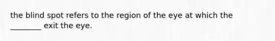 the blind spot refers to the region of the eye at which the ________ exit the eye.