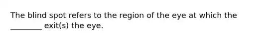 The blind spot refers to the region of the eye at which the ________ exit(s) the eye.