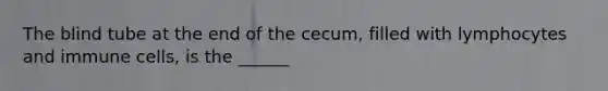 The blind tube at the end of the cecum, filled with lymphocytes and immune cells, is the ______
