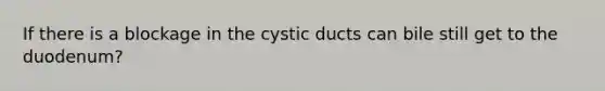 If there is a blockage in the cystic ducts can bile still get to the duodenum?