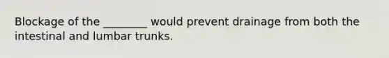 Blockage of the ________ would prevent drainage from both the intestinal and lumbar trunks.