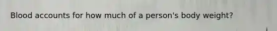 Blood accounts for how much of a person's body weight?