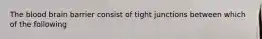 The blood brain barrier consist of tight junctions between which of the following