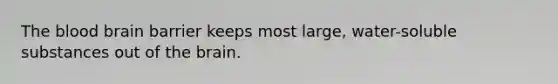 The blood brain barrier keeps most large, water-soluble substances out of the brain.