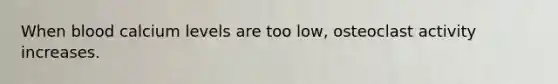 When blood calcium levels are too low, osteoclast activity increases.