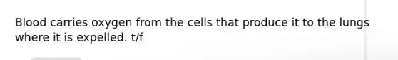 Blood carries oxygen from the cells that produce it to the lungs where it is expelled. t/f