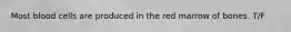 Most blood cells are produced in the red marrow of bones. T/F
