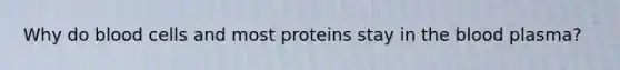 Why do blood cells and most proteins stay in the blood plasma?