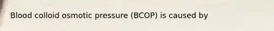 Blood colloid osmotic pressure (BCOP) is caused by