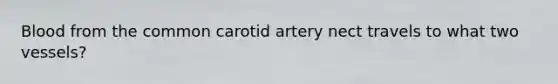 Blood from the common carotid artery nect travels to what two vessels?